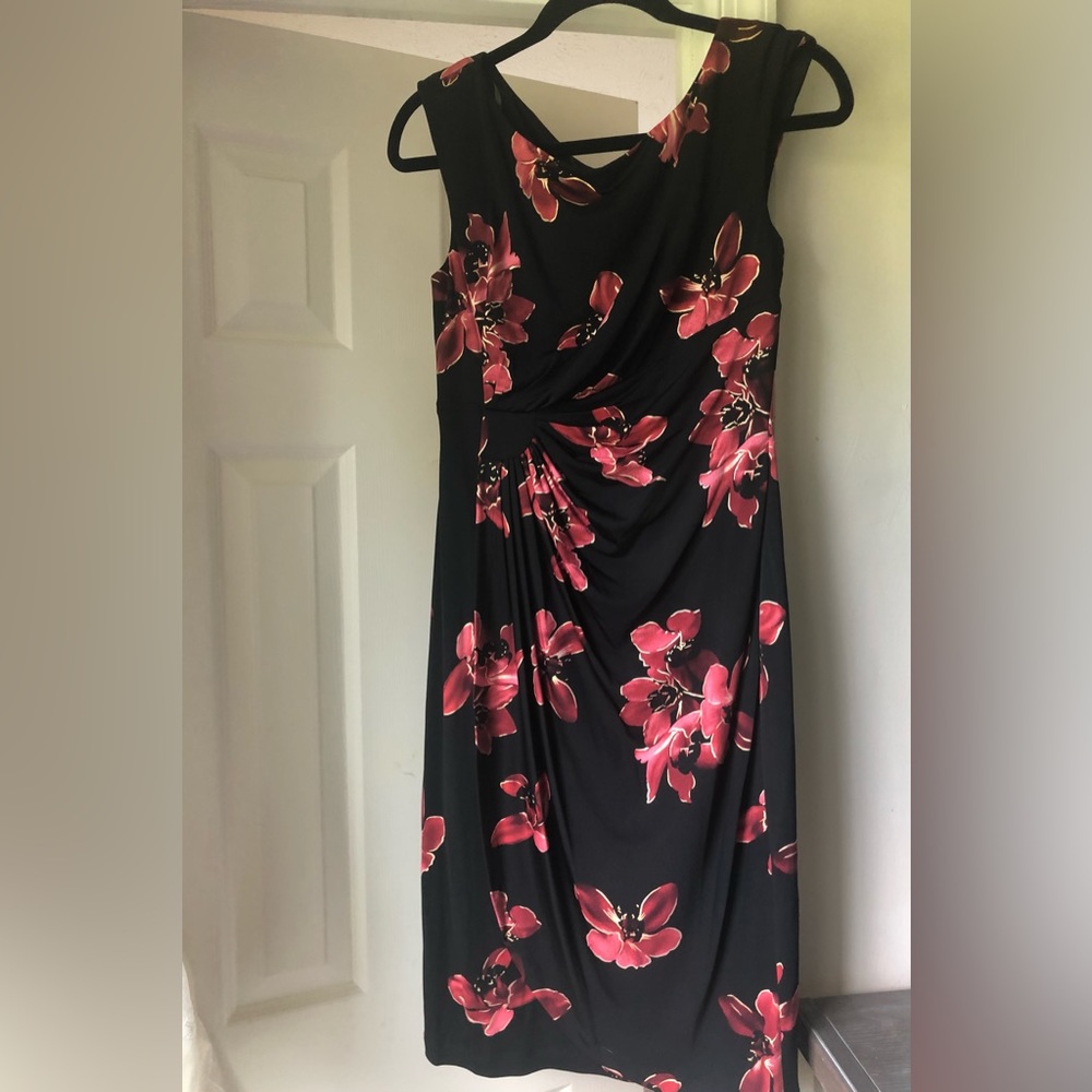 Black dress with wine colored flowers
